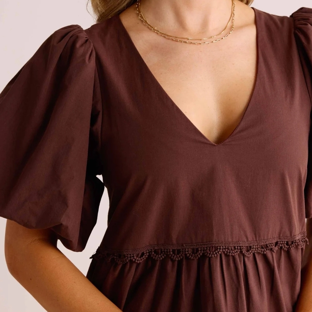 NWT Brown A-line Dress - Picture 3 of 6